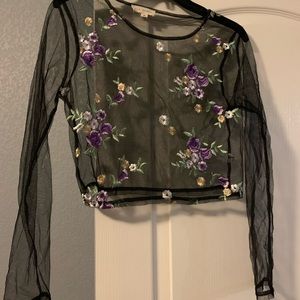 floral mesh see-through top